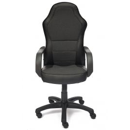 Кресло компьютерное офисное «Каппа» (Kappa) (Искусств. чёрная кожа + ткань серый ромб)
