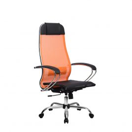Кресло компьютерное МЕТТА 4 Оранжевый хром для офиса и дома