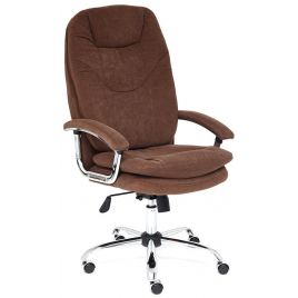 Кресло компьютерное Softy Lux для офиса и дома (Коричневая ткань флок)