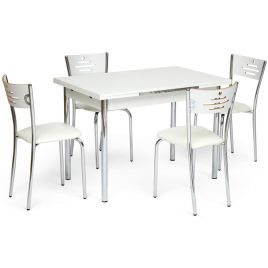 Обеденный комплект Bursa (стол раскладной + 4 стула) Белый