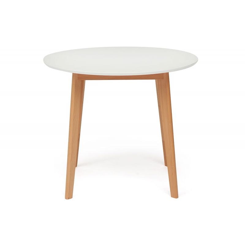 Стол для кухни обеденный деревянный круглый «Боско» (Bosco Buk) (Бук+белый)