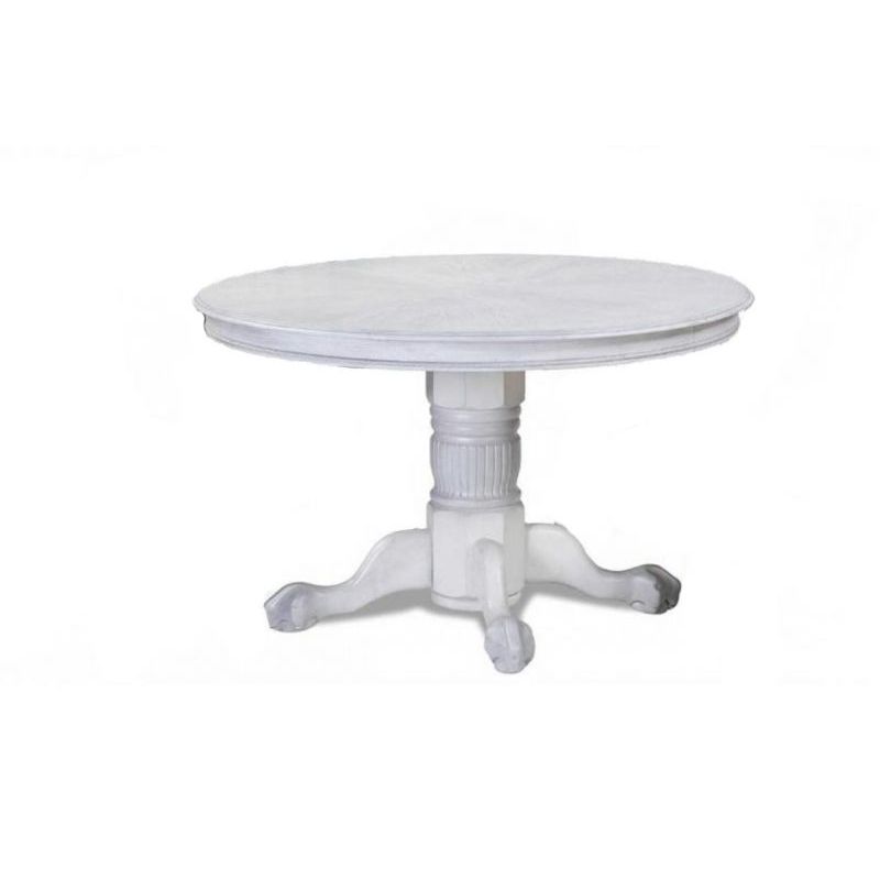 Стол обеденный деревянный круглый раскладной 4260STC Белый ( WHITE GREY )
