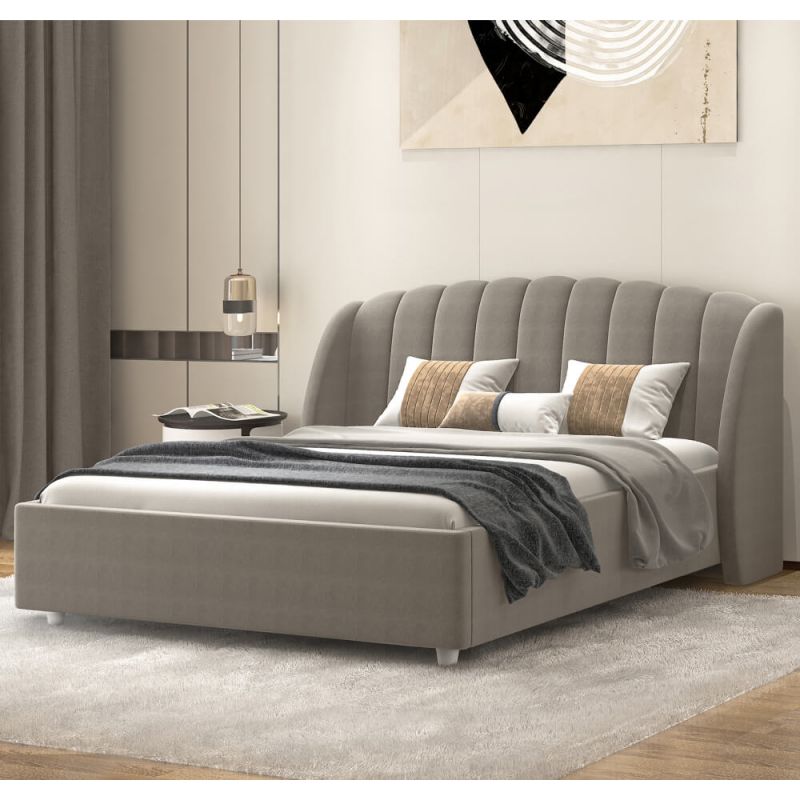 Кровать Дженнифер «Jenifer» 180x200 см Светло-серый велюр