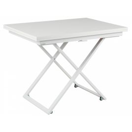 Журнально обеденный стол трансформер Compact GLS Белый глянец/белые опоры