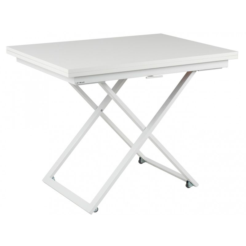 Журнально обеденный стол трансформер Compact GLS Белый глянец/белые опоры