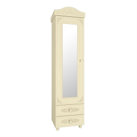 Шкаф - пенал с зеркалом для спальни «Ассоль Плюс» АС-1 Ваниль