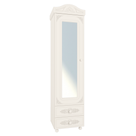 Шкаф - пенал распашной с зеркалом «Ассоль» АС-1 Белый для спальни