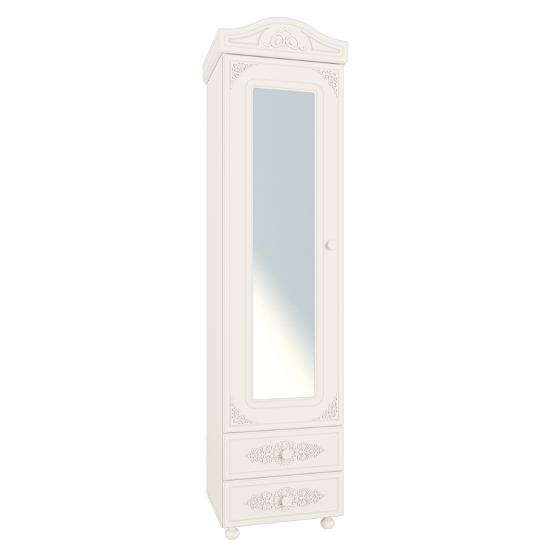 Шкаф - пенал распашной с зеркалом «Ассоль» АС-1 Белый для спальни